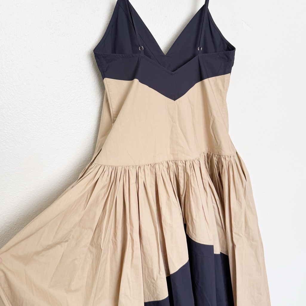 Lee Mathews Elsie Bicolor Cotton Midi Cami Dress Navy Sand Size 1 — image 5 of 8